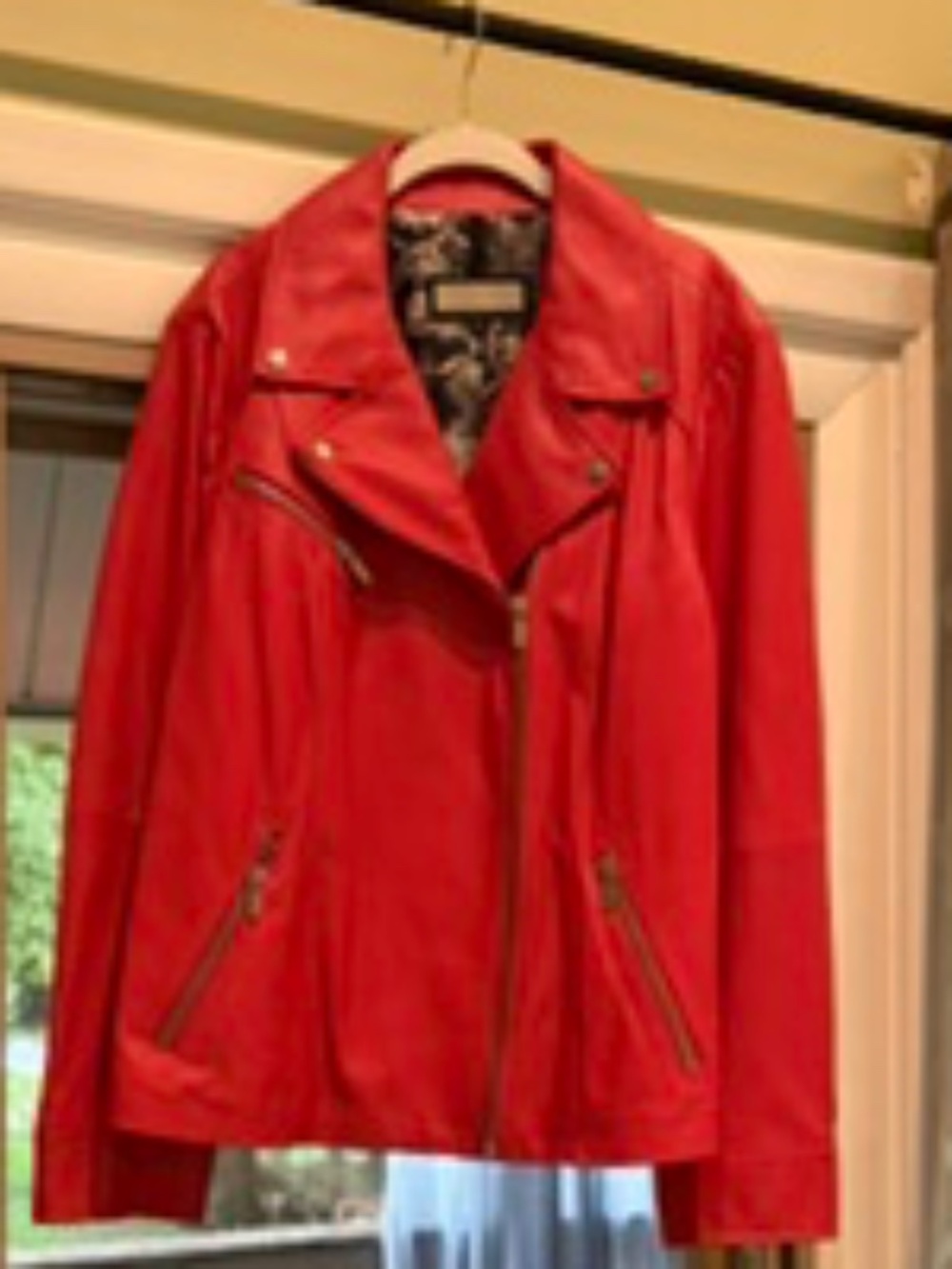 Red Leather Moto Jacket